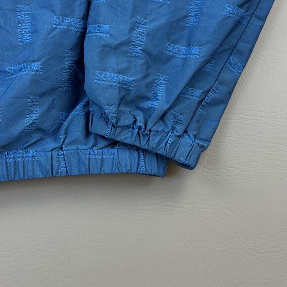 Supreme Jacket Mens Small Blue Jacquard Hooded Full Zip Windbreaker Mesh Lined - Picture 12 of 16
